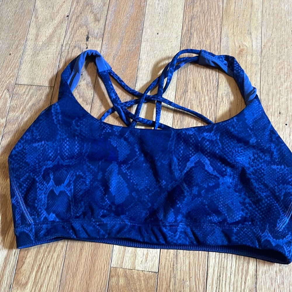 Blue snake skin sports bra
